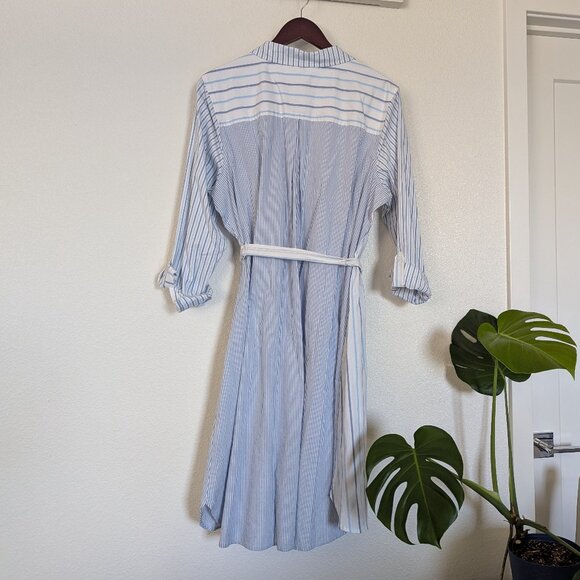 NWT Croft & Barrow Mixed-Stripe Shirt Dress Poplin Work Vacation White Blue 1X - Picture 9 of 15